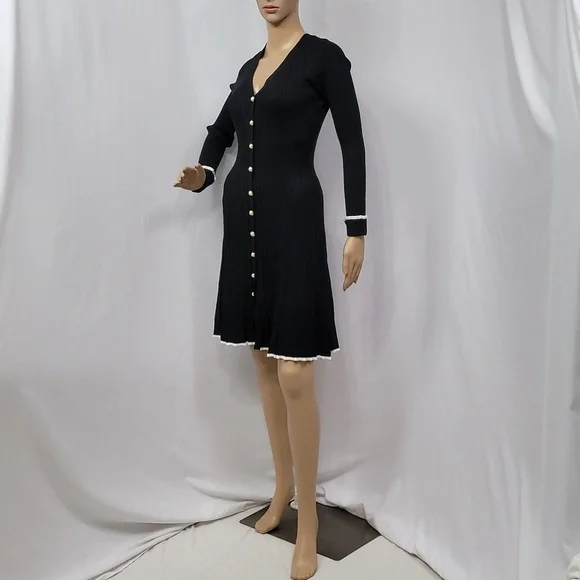 Taylor Fit And Flare Colorblock Mini Sweater Dress - Picture 11 of 17